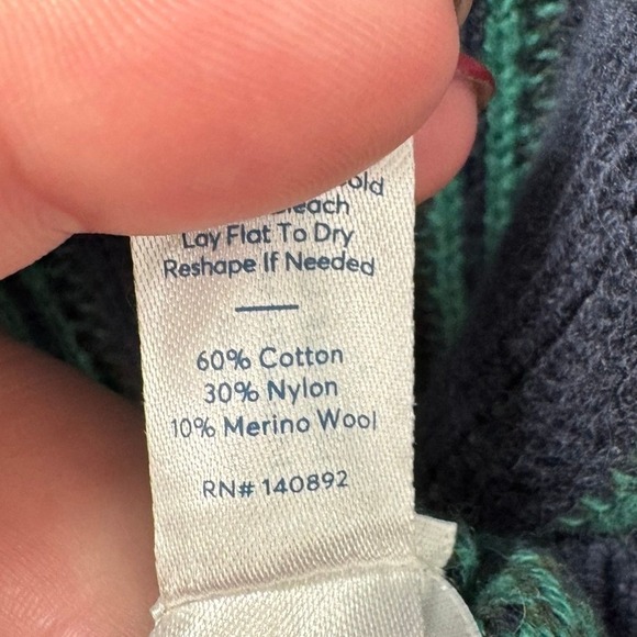 Marine Layer Arthur Sweater Button Down Cardigan Wool Blend Navy Green Stripe Lg - Picture 5 of 7